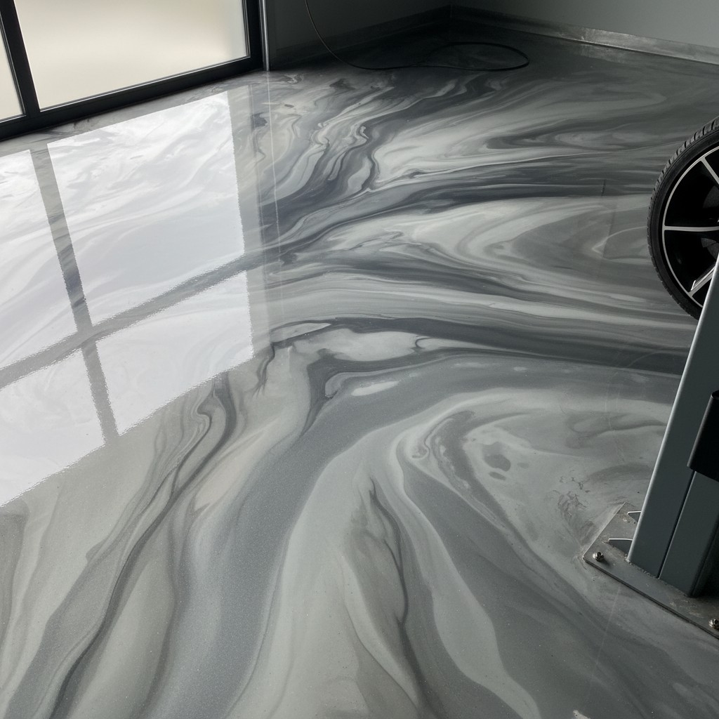 Floor con finishing marbled e riflettente. Ora un tempo di pratica intensiva.