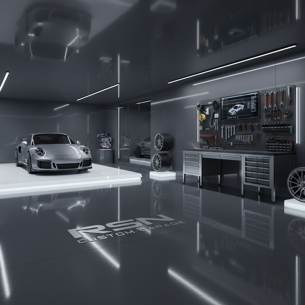 garage in resina ed allestimento