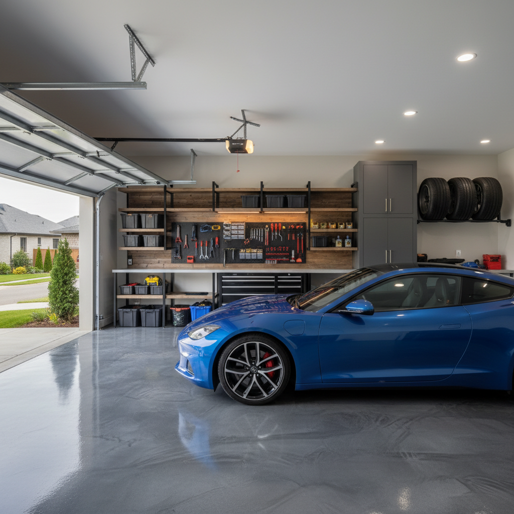 garage in resina ed allestimento